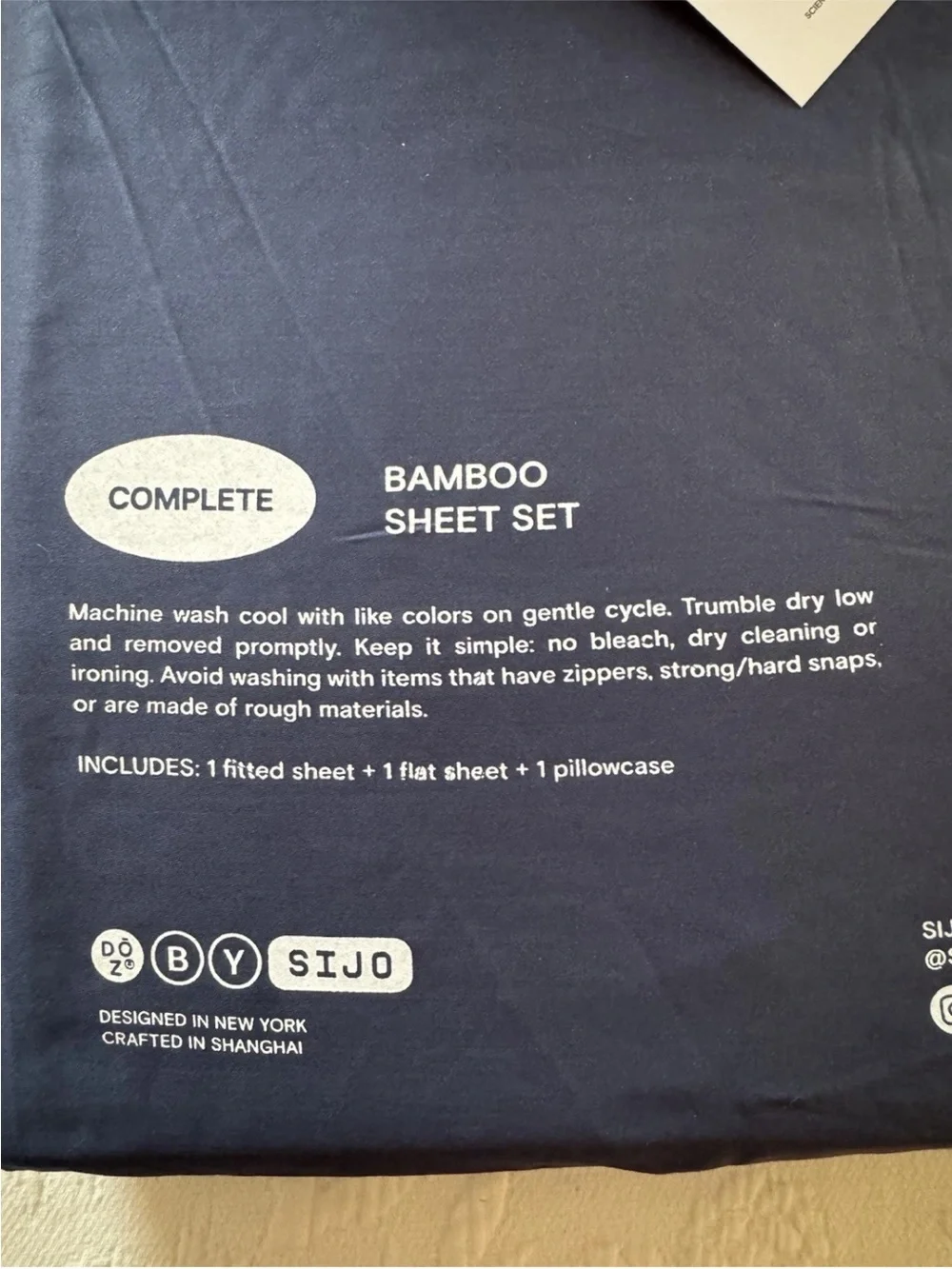 NWT Twin Sz Sijo DOZ Bamboo Sheet Set 3 PC Sapphire Blue